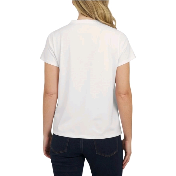 NWOT Lands' End Women's Short Sleeve Pintuck Blouse White - Picture 3 of 4